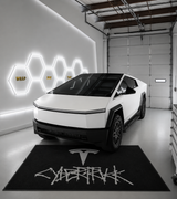 Tesla Cybertruck Luxury Logo Rug and Display Mat Garage, Home, Office, Showroom Floor Decor, 60x87 in / 150x220 cm