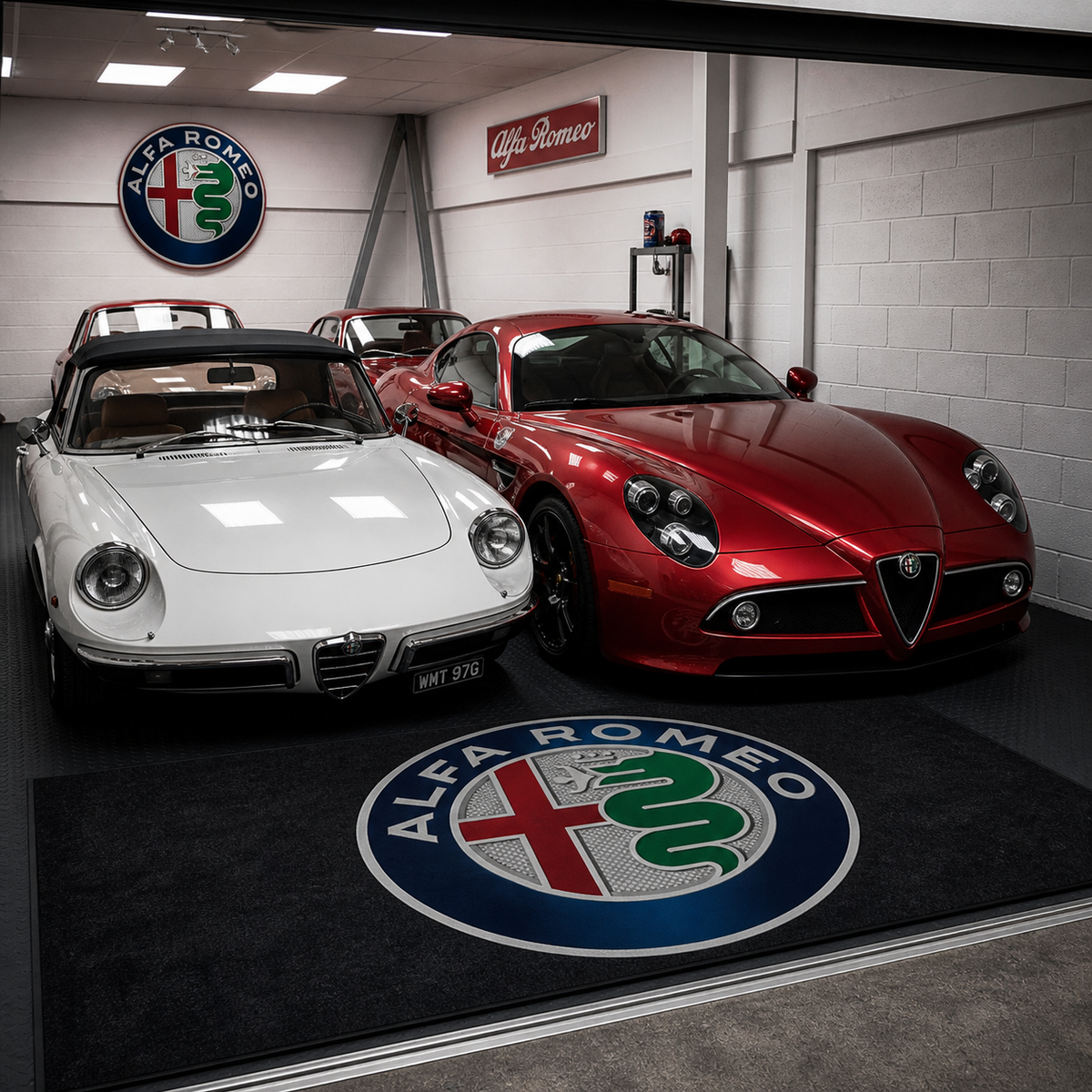 Alfa Romeo Premium Luxury Logo Rug and Display Mat Garage, Home, Office, Showroom Floor Decor, 60x87 in / 150x220 cm