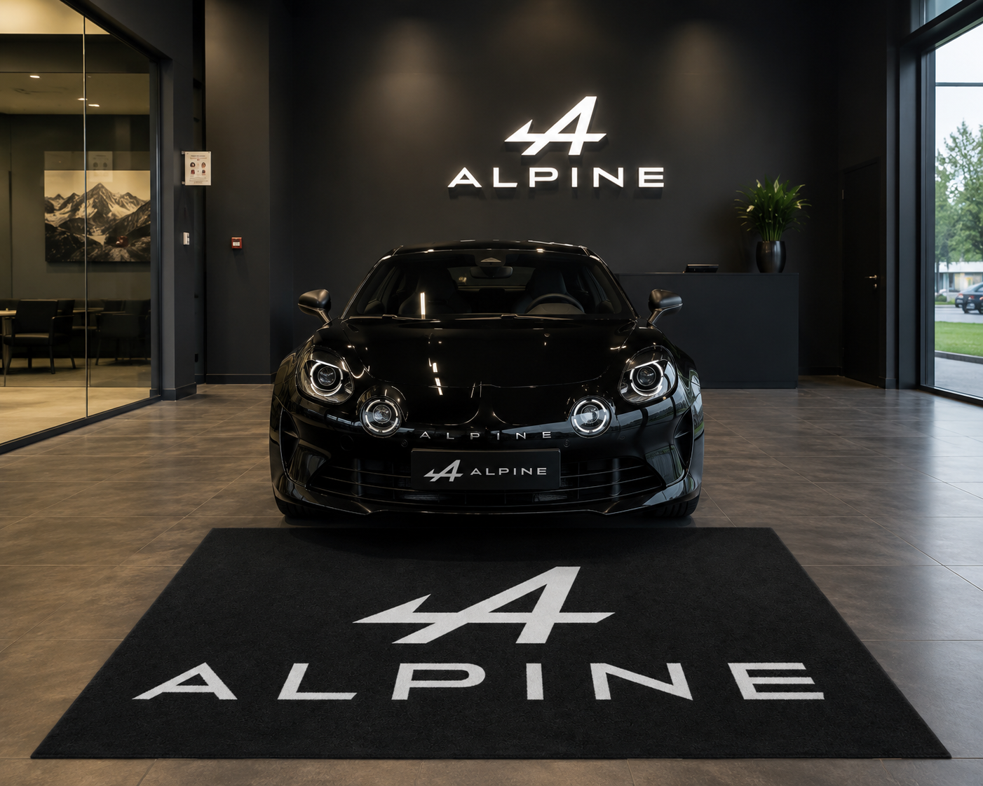 Alpine Premium Luxury Logo Rug and Display Mat Garage, Home, Office, Showroom Floor Decor, 60x87 in / 150x220 cm