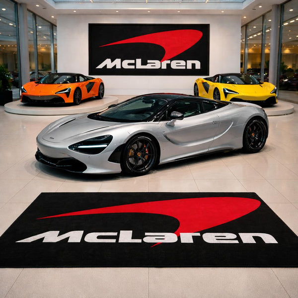 McLaren Luxury Logo Rug and Display Mat Garage, Home, Office, Showroom Floor Decor, 60x87 in / 150x220 cm