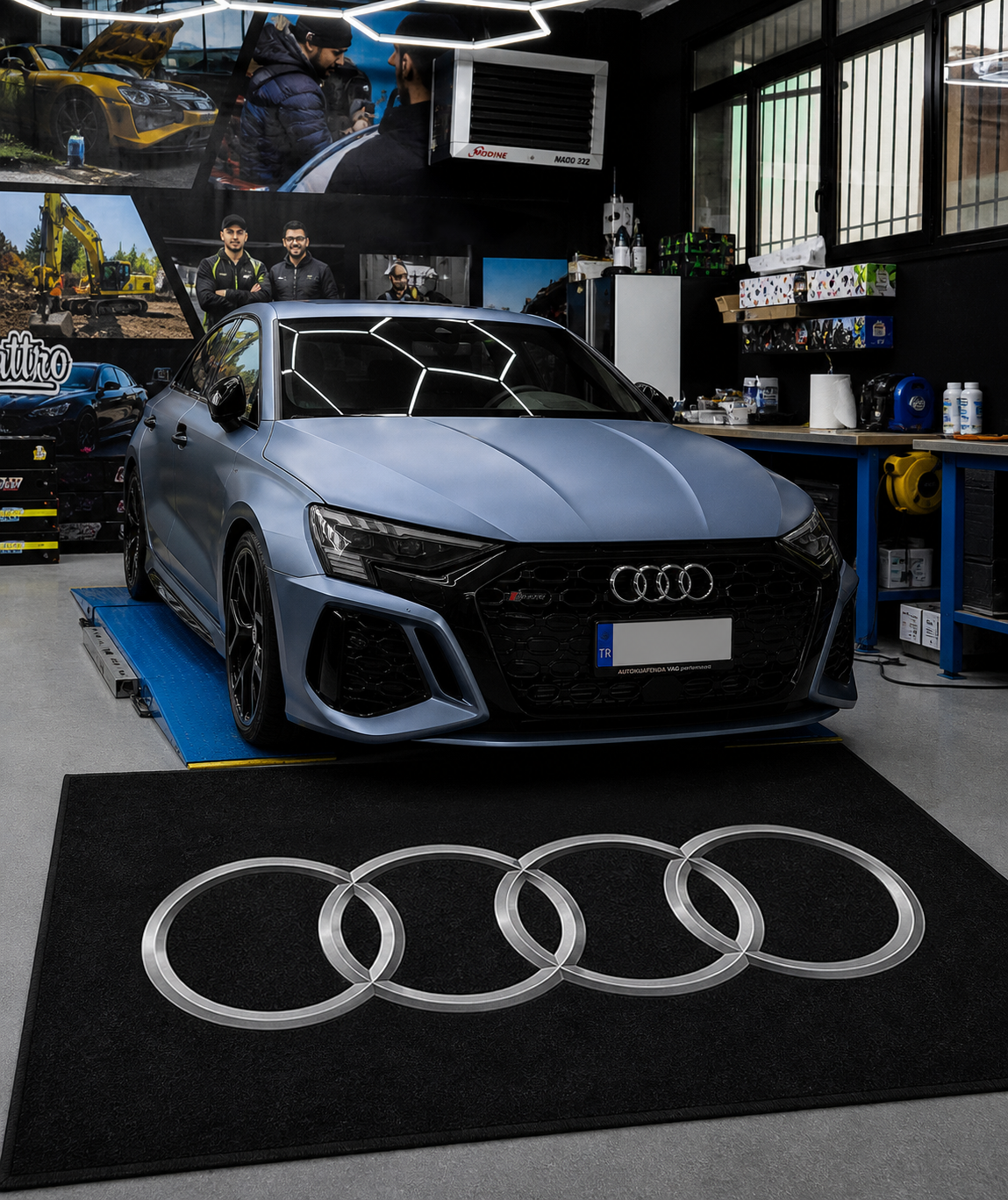 Audi Premium Luxury Logo Rug and Display Mat Garage, Home, Office, Showroom Floor Decor, 60x87 in / 150x220 cm
