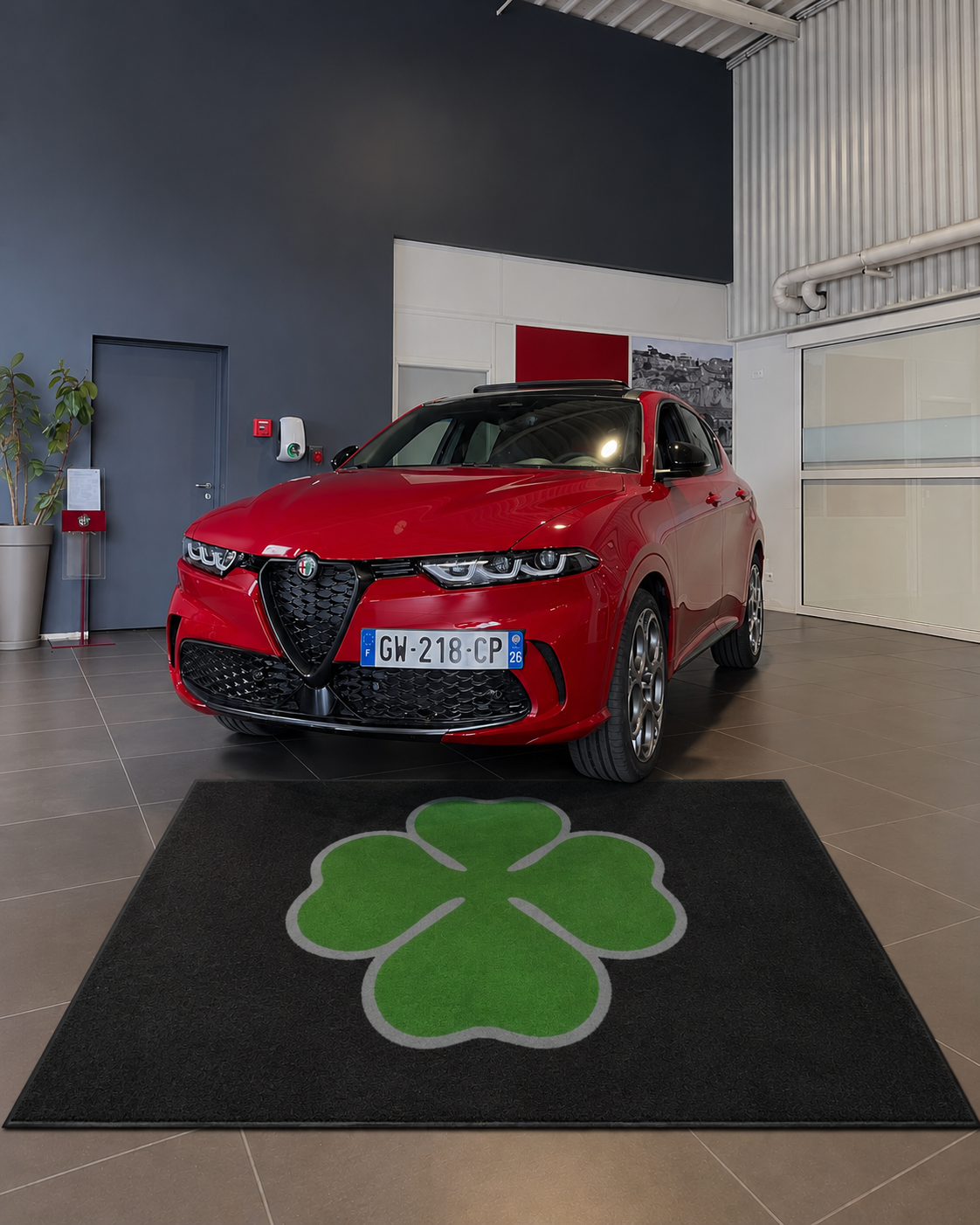 Alfa Romeo Clover Premium Luxury Logo Rug and Display Mat Garage, Home, Office, Showroom Floor Decor, 60x87 in / 150x220 cm
