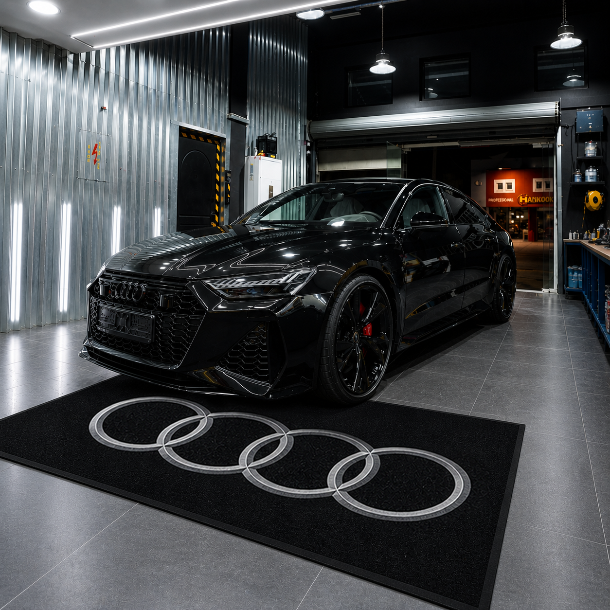 Audi Premium Luxury Logo Rug and Display Mat Garage, Home, Office, Showroom Floor Decor, 60x87 in / 150x220 cm