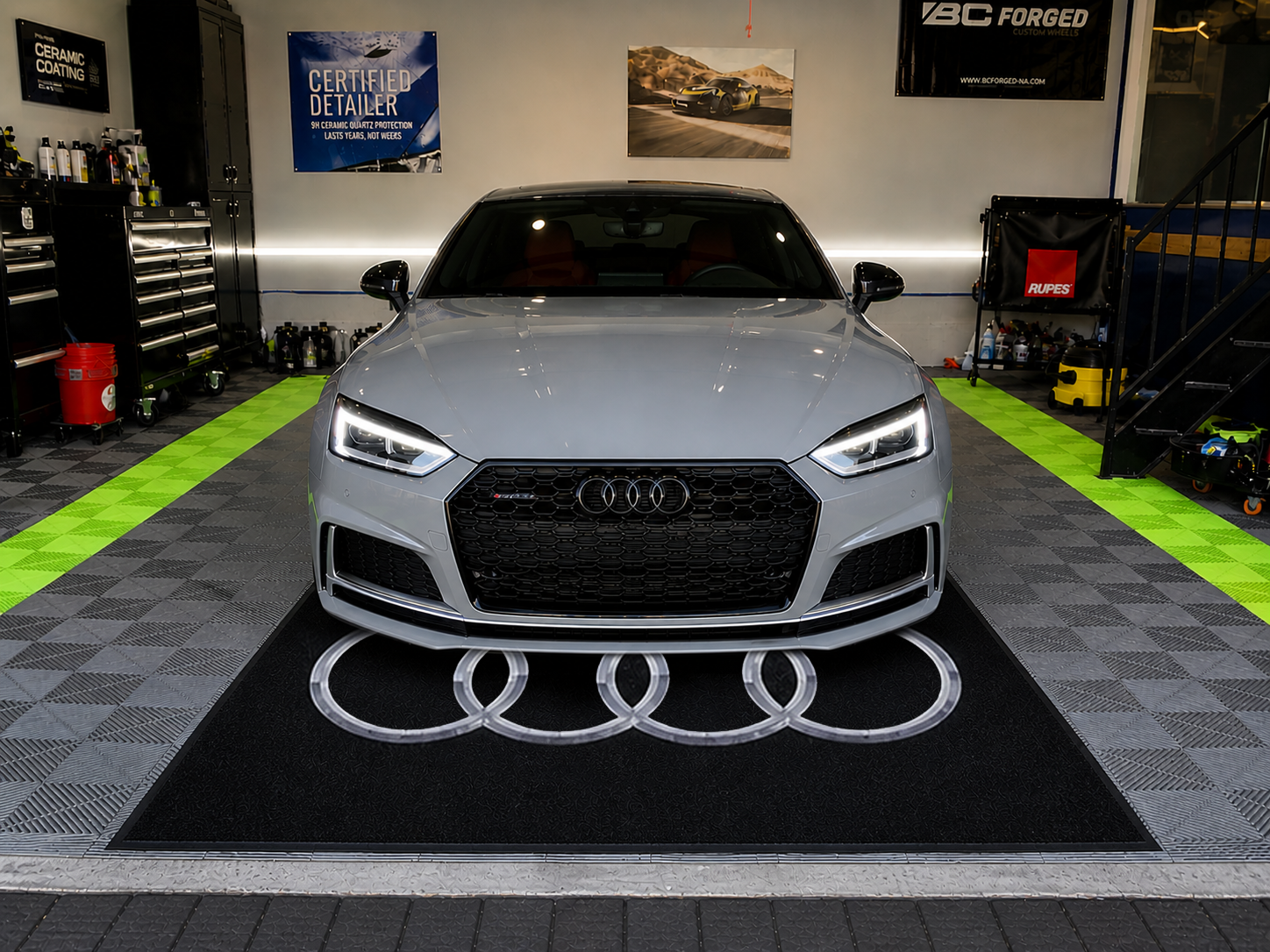 Audi Premium Luxury Logo Rug and Display Mat Garage, Home, Office, Showroom Floor Decor, 60x87 in / 150x220 cm