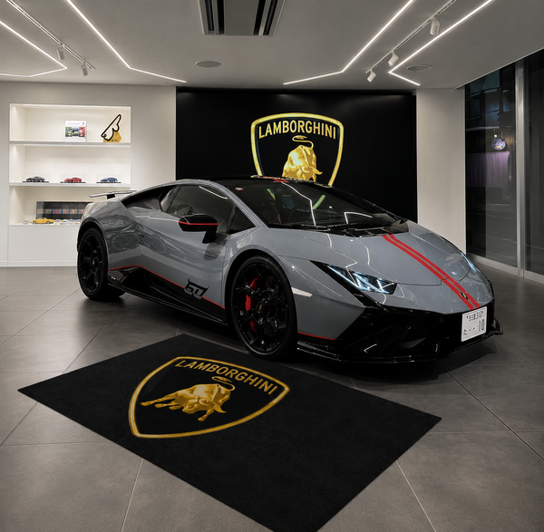 Lamborghini Luxury Logo Rug and Display Mat Garage, Home, Office, Showroom Floor Decor, 60x87 in / 150x220 cm