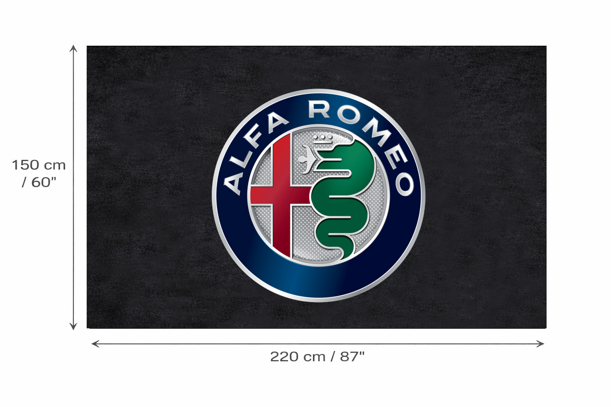 Alfa Romeo Premium Luxury Logo Rug and Display Mat Garage, Home, Office, Showroom Floor Decor, 60x87 in / 150x220 cm