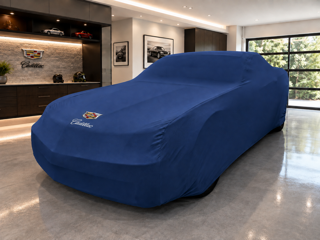Cadillac indoor car cover - blue