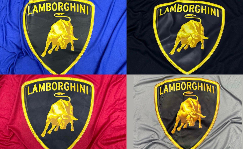 Lamborghini logo detail on cover fabric, color options